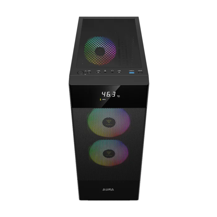 Gamdias Aura GC5 Elite With Digital Display ARGB Mid-Tower Case Black - Image 2