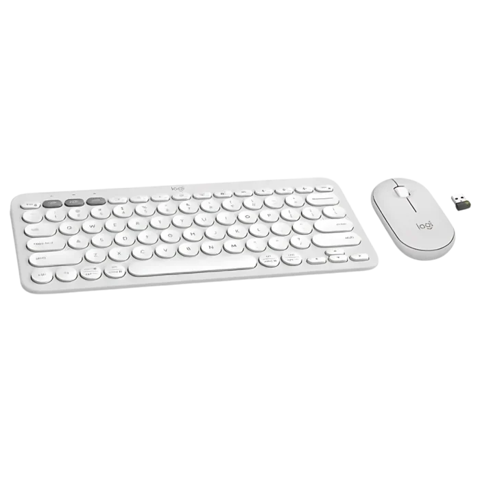 Logitech PEBBLES 2 Multi-Device Bluetooth Tonal White Keyboard Mouse Combo - Image 2