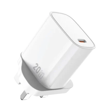 WIWU WI-G007 ESSEN 20W GAN FAST CHARGER 3PIN (WHITE) (6M WARRANTY)