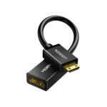 UGREEN 22CM MINI HDMI MALE TO HDMI FEMALE ADAPTER CABLE (BLACK) – 20137 (1Y  WARRANTY)