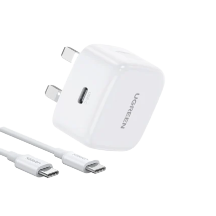 UGREEN 20W TYPE-C FAST CHARGER SET WITH TYPE-C TO TYPE-C 1 METER CABLE – CD137 – 45438 (1Y WARRANTY)